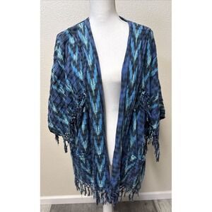 Vtg Ixchel Open Cardigan Fringe Handwoven Kimono Coastal Boho Festival Granola